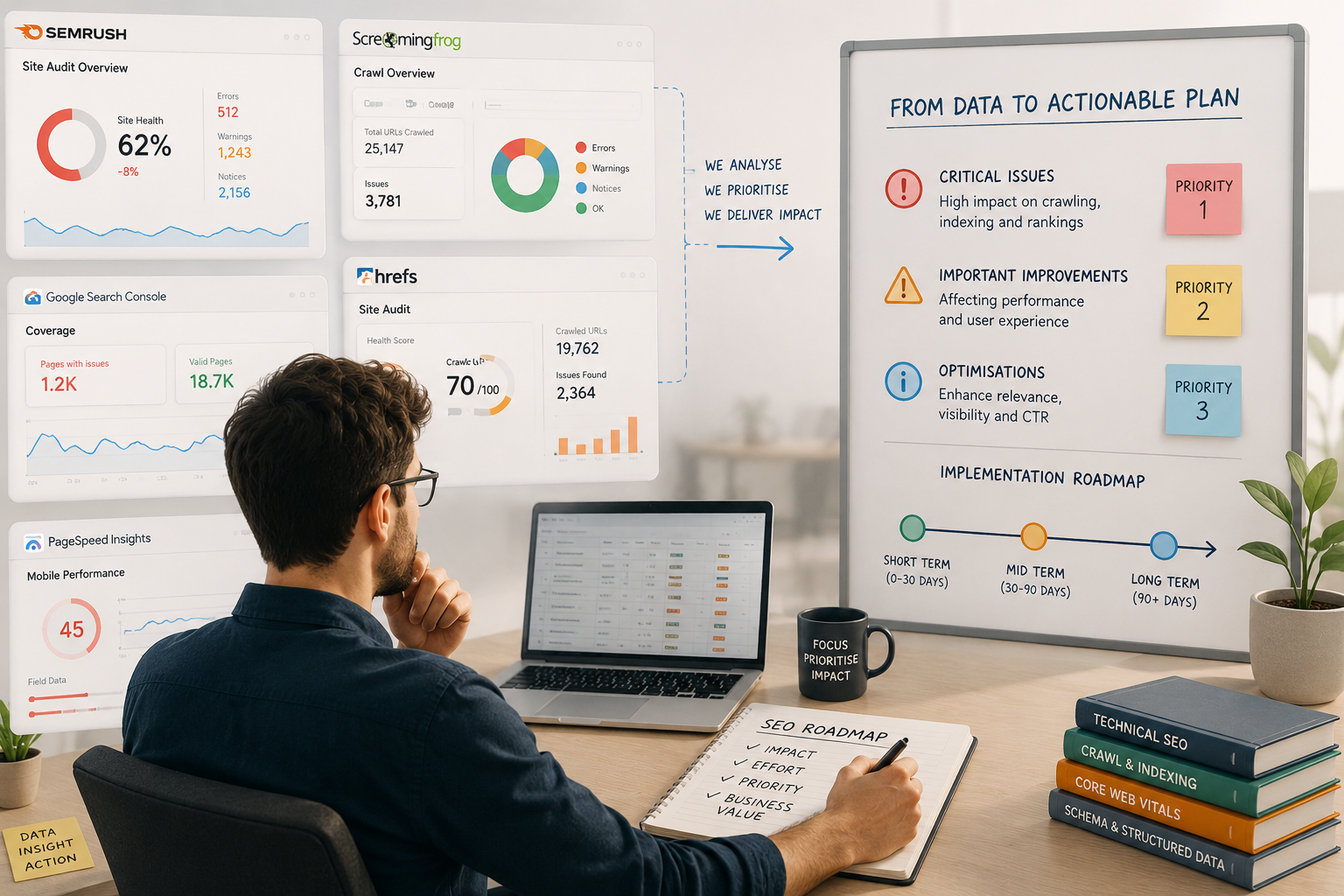 SEO Analyst using tools to make a conclusion