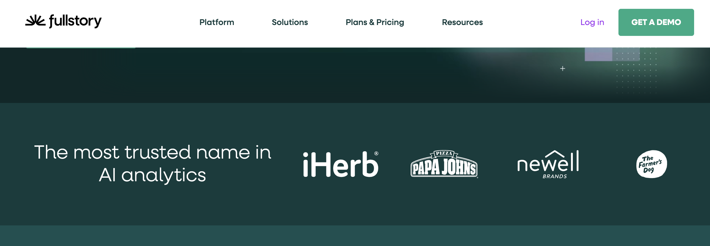 FullStory.com uses customer logos to add trust and social proof